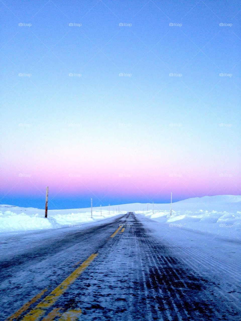 Empty road in winter