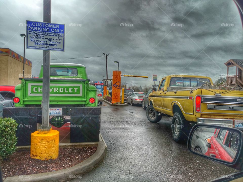 vintage trucks at taco Bell