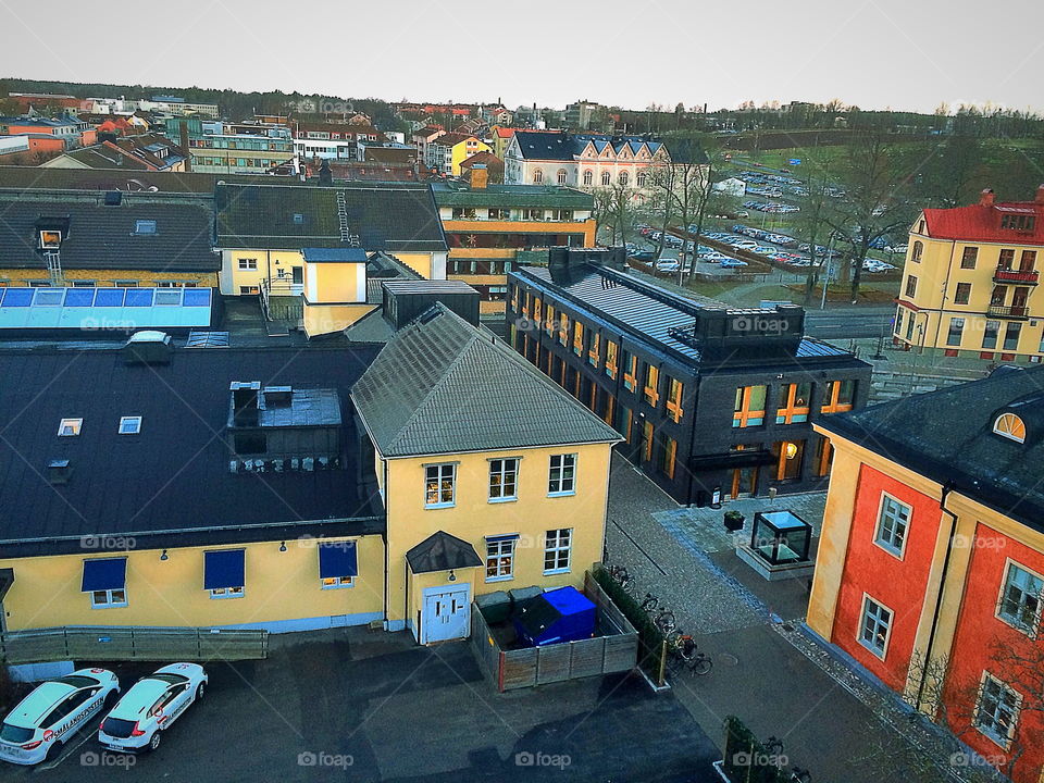 View over the city växjö in sweden