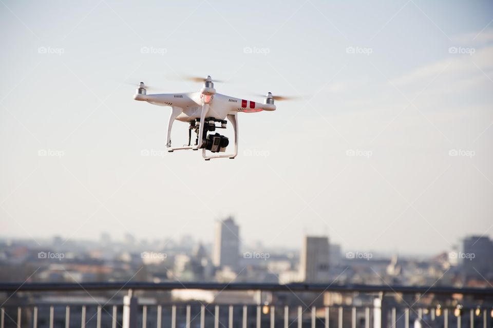 drone over the city