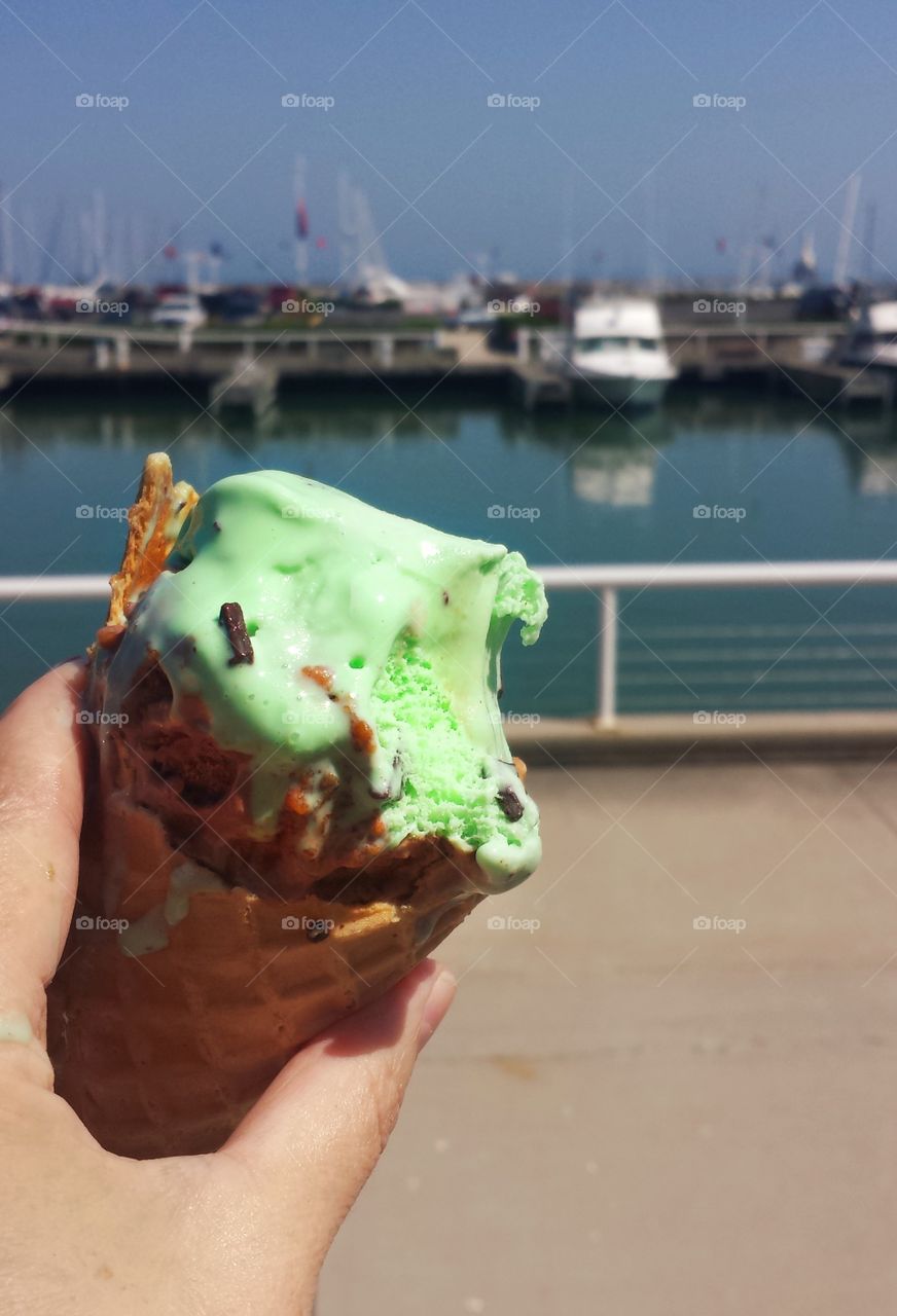 Hands Holding Ice Cream. Summer Treat