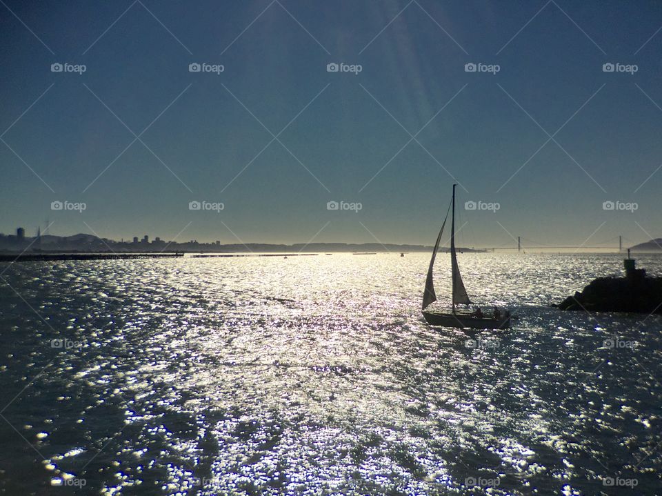 Sailboat, seascape 