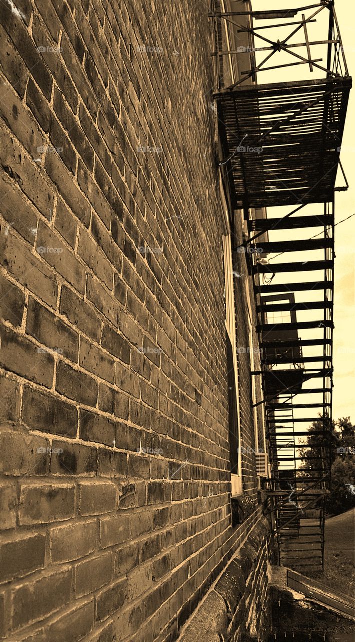 Fire escape on old building. Fire escape on old brick building