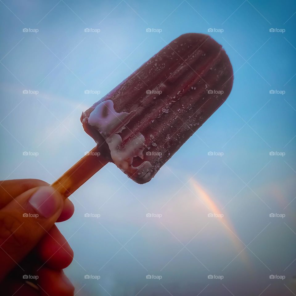 ice cream ,sky ,rainbow