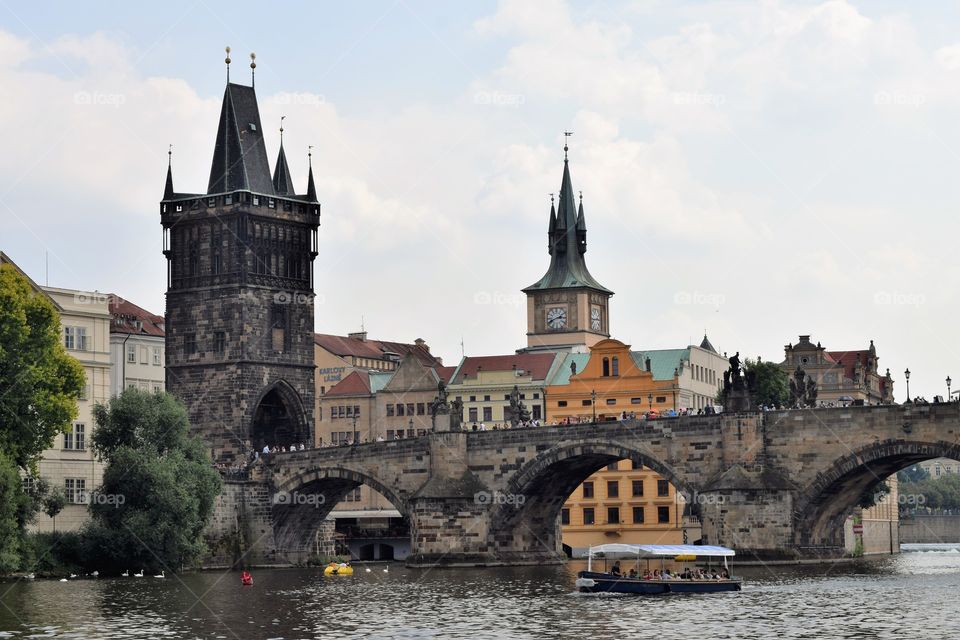 Ancient Charles bridge in Prague.