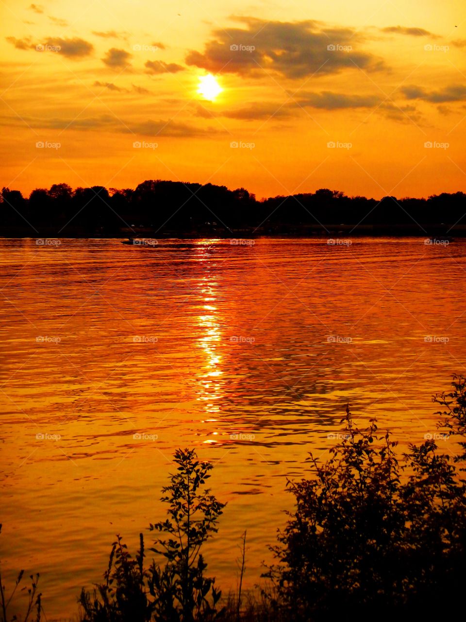 Sunset over the lake. 