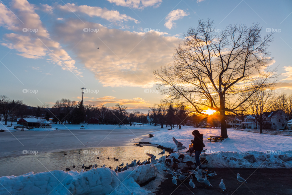 cornwall ny snow woman sunset by delvec