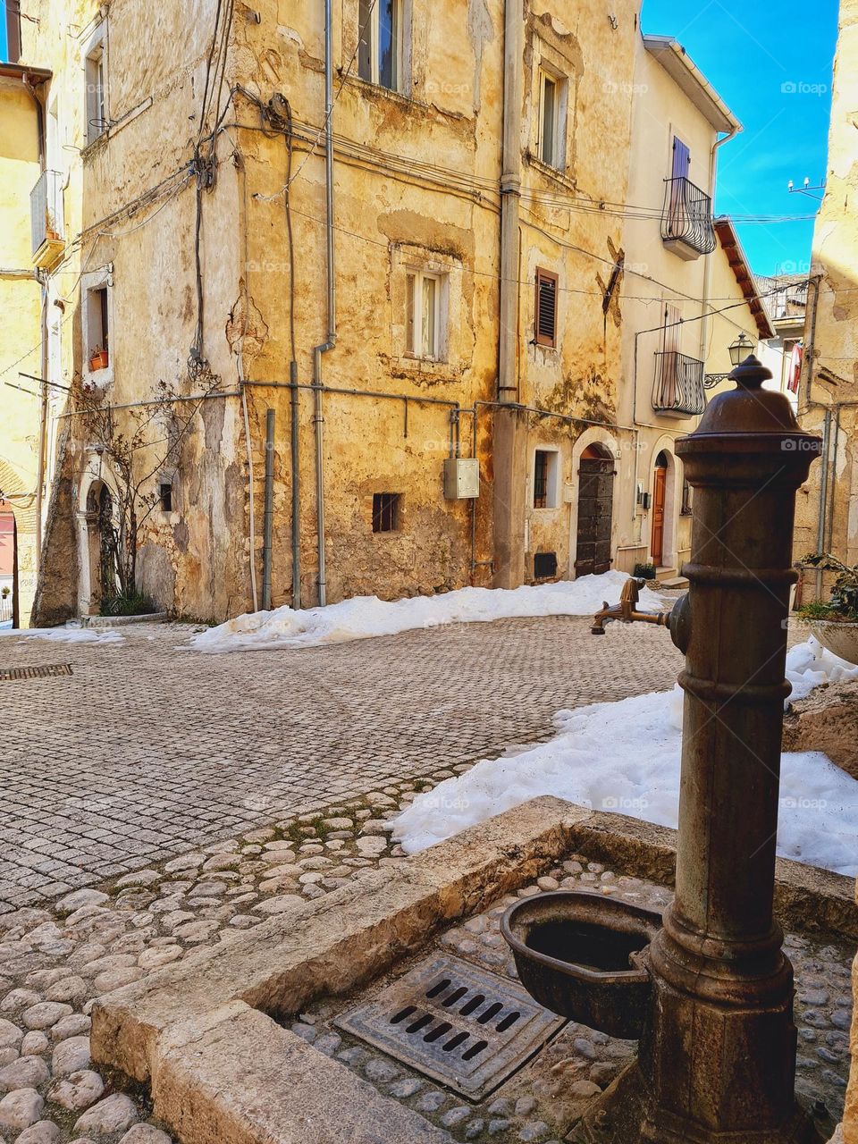 ancient fountain in the historic center of Pescina in Abruzzo