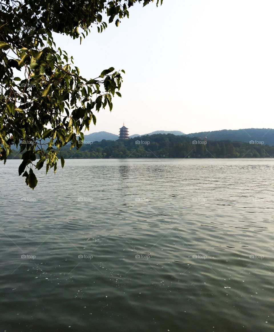 Hangzhou China lake temple