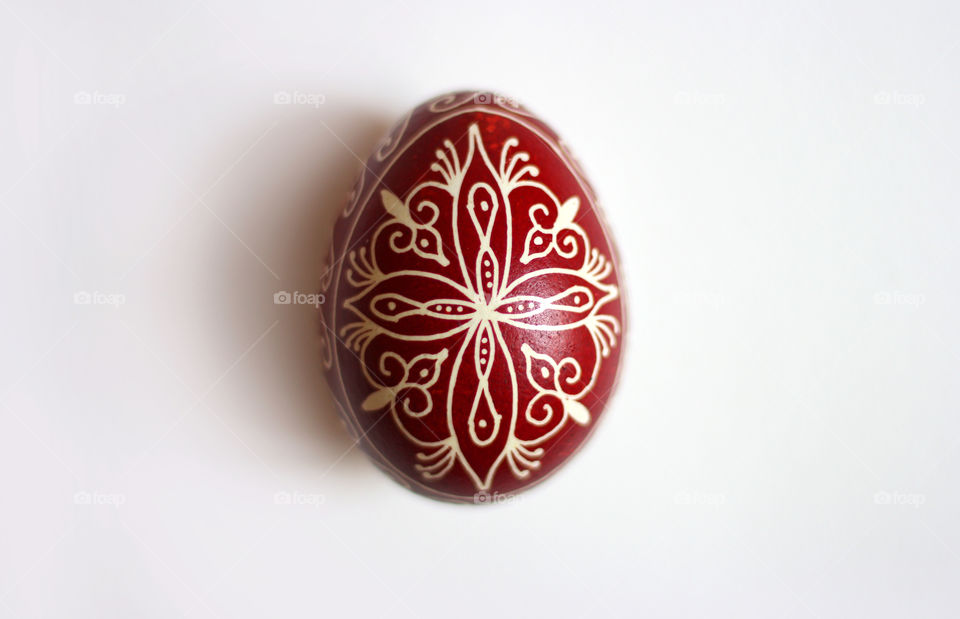 Decorated red Easter egg