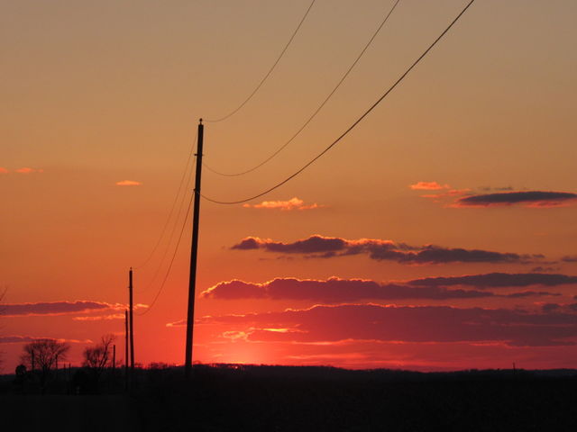 Sunset and phone lines