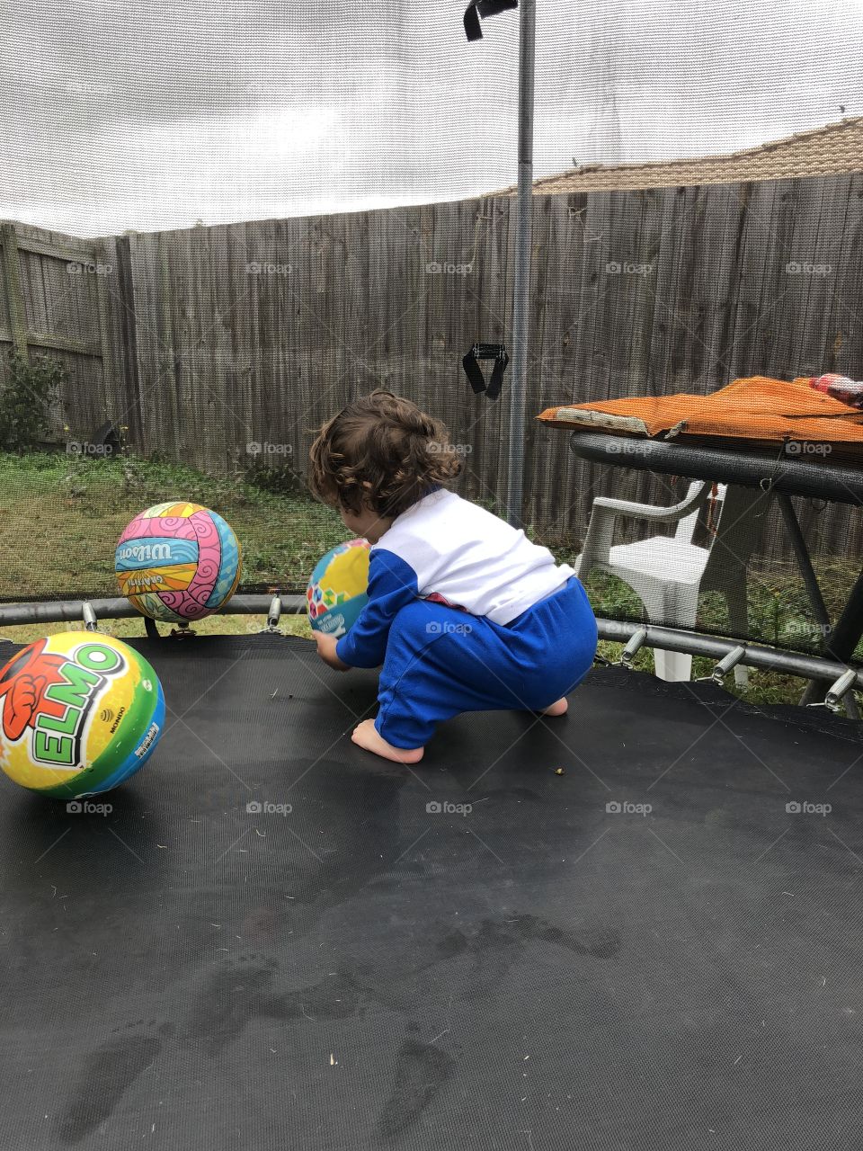 Playing on trampoline 