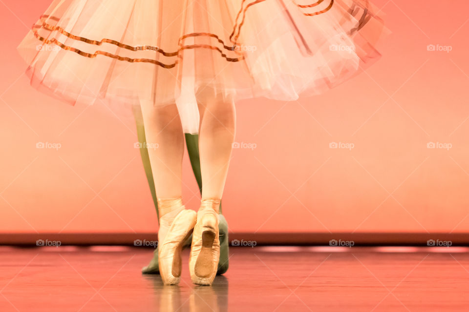 Classical Ballet Dancers Feet In Pointe Shoes
