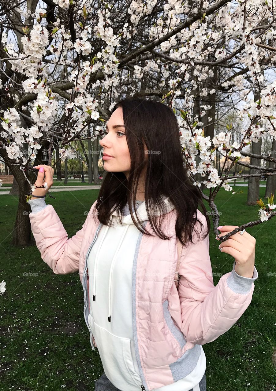 Spring blossom and girl