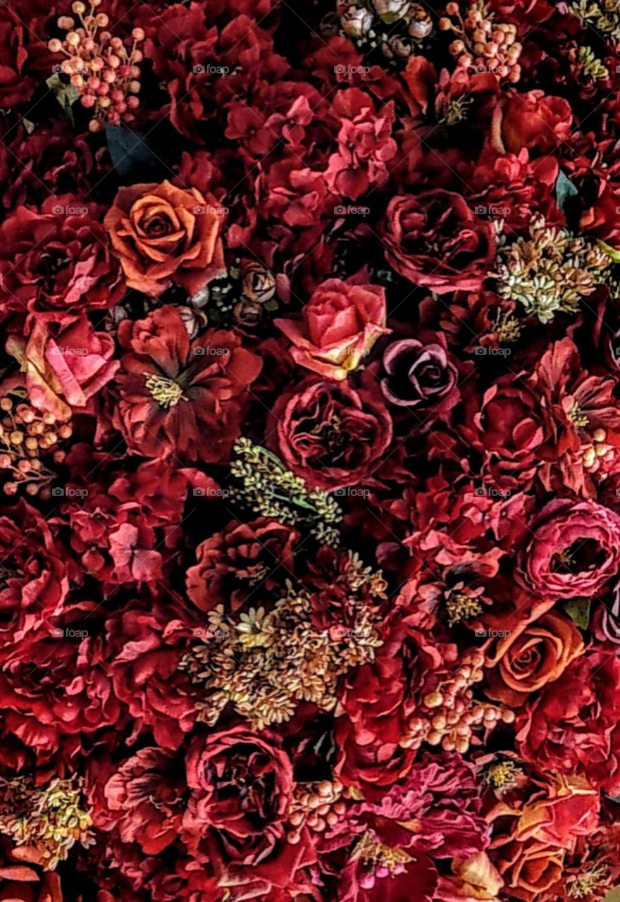 A lot of roses. everything becomes beautiful when amount is plenty. a plenty of romantic flowers are a beautiful decorations to any romantic matters such as wedding, propose marriage,.. ect.