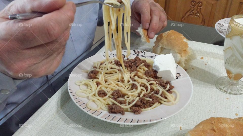 Pasta and meat