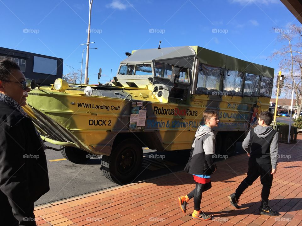 Vacation at Rotorua, ready for “Duck tour”