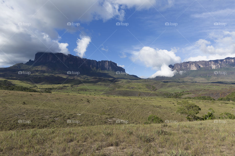 Mount Roraima and Kukenan Tepui in Venezuela, Canaima National Park.