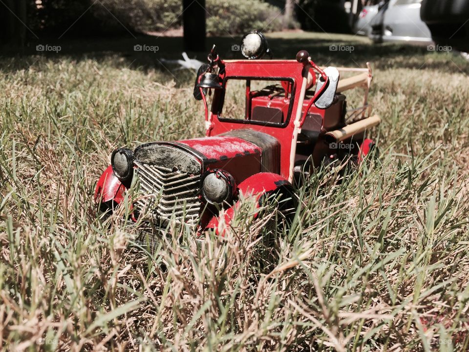 Vintage ambulance car . Grass and Car 