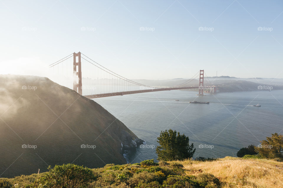 Morning sunrise over Golden gate Bridge San Francisco