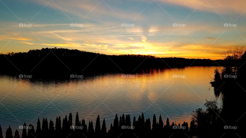 sunset on the lake.