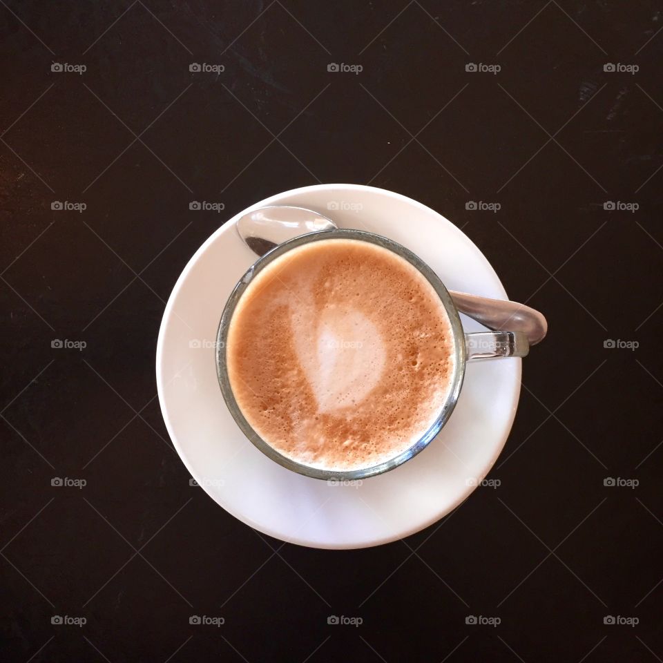 High angle view of coffee cup