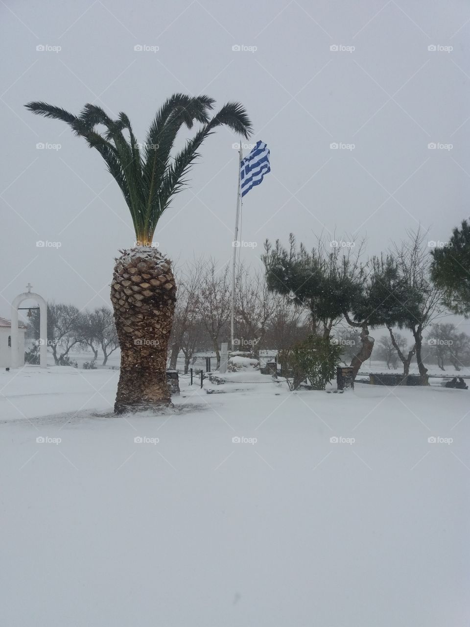 Snow on a Greek Island