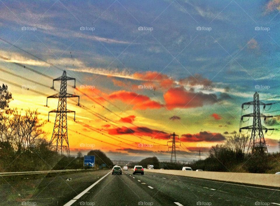 Motorway sunset