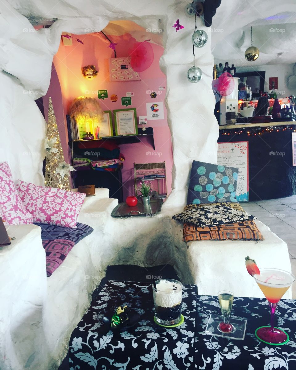 Little pink cocktail bar in corralejo