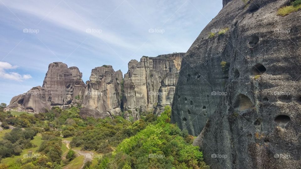 View of eroded rock and trees