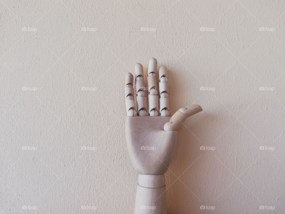 Wooden hand of a mannequin