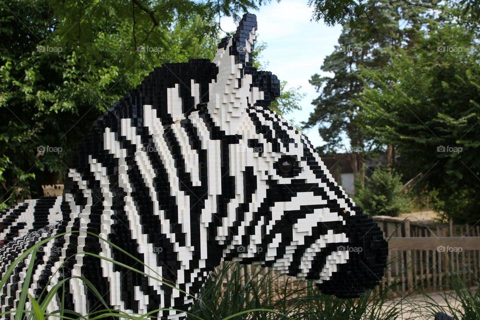 Lego zebra art sculpture