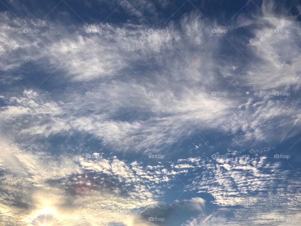 Wispy cirrus clouds at sunset.