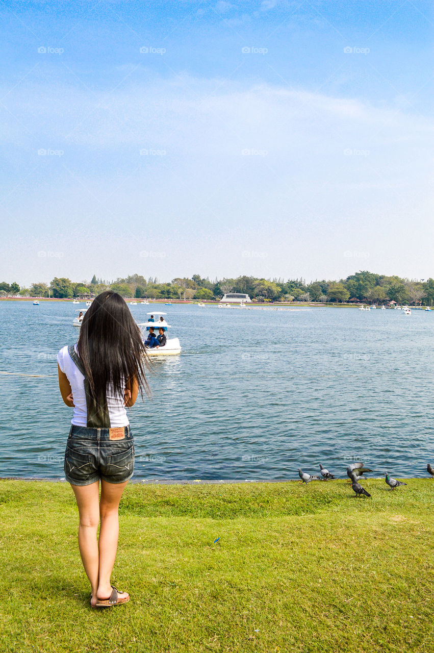 backside girl in garden