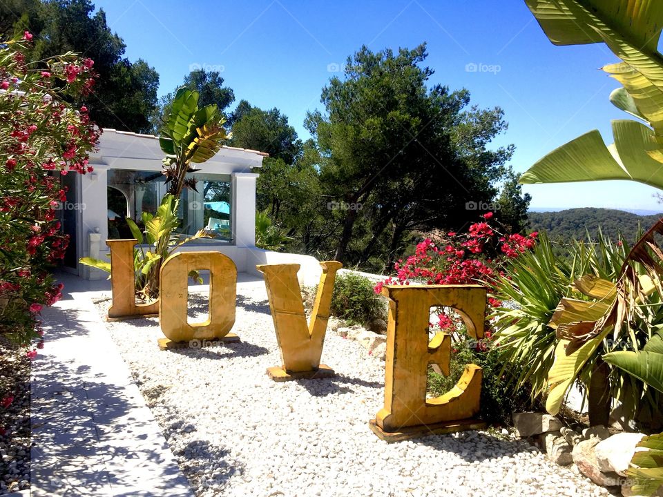 Love letters at the garden of luxury villa in Ibiza Spain