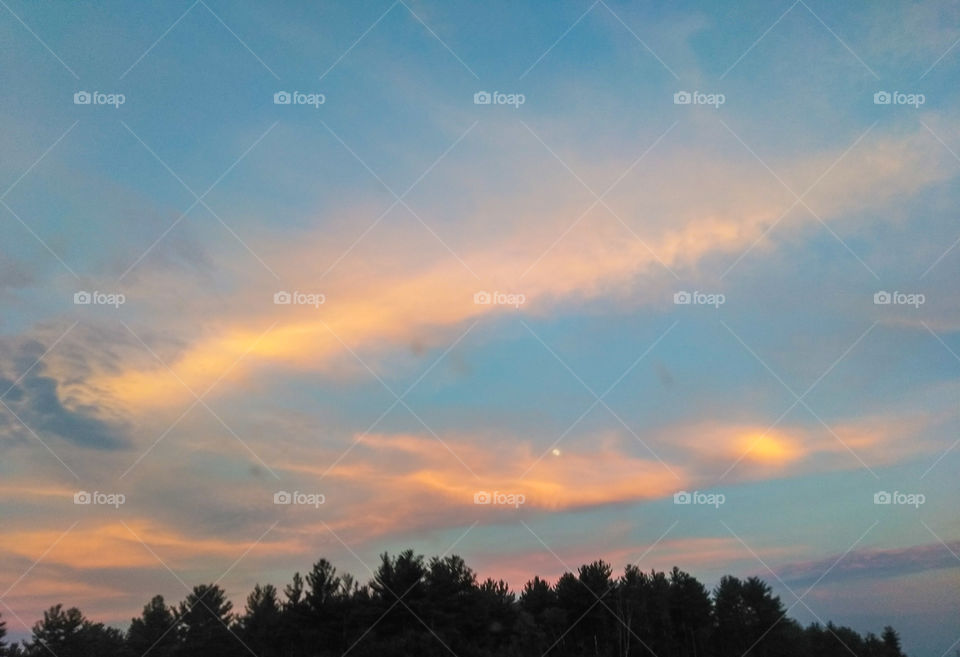 moon at sunset