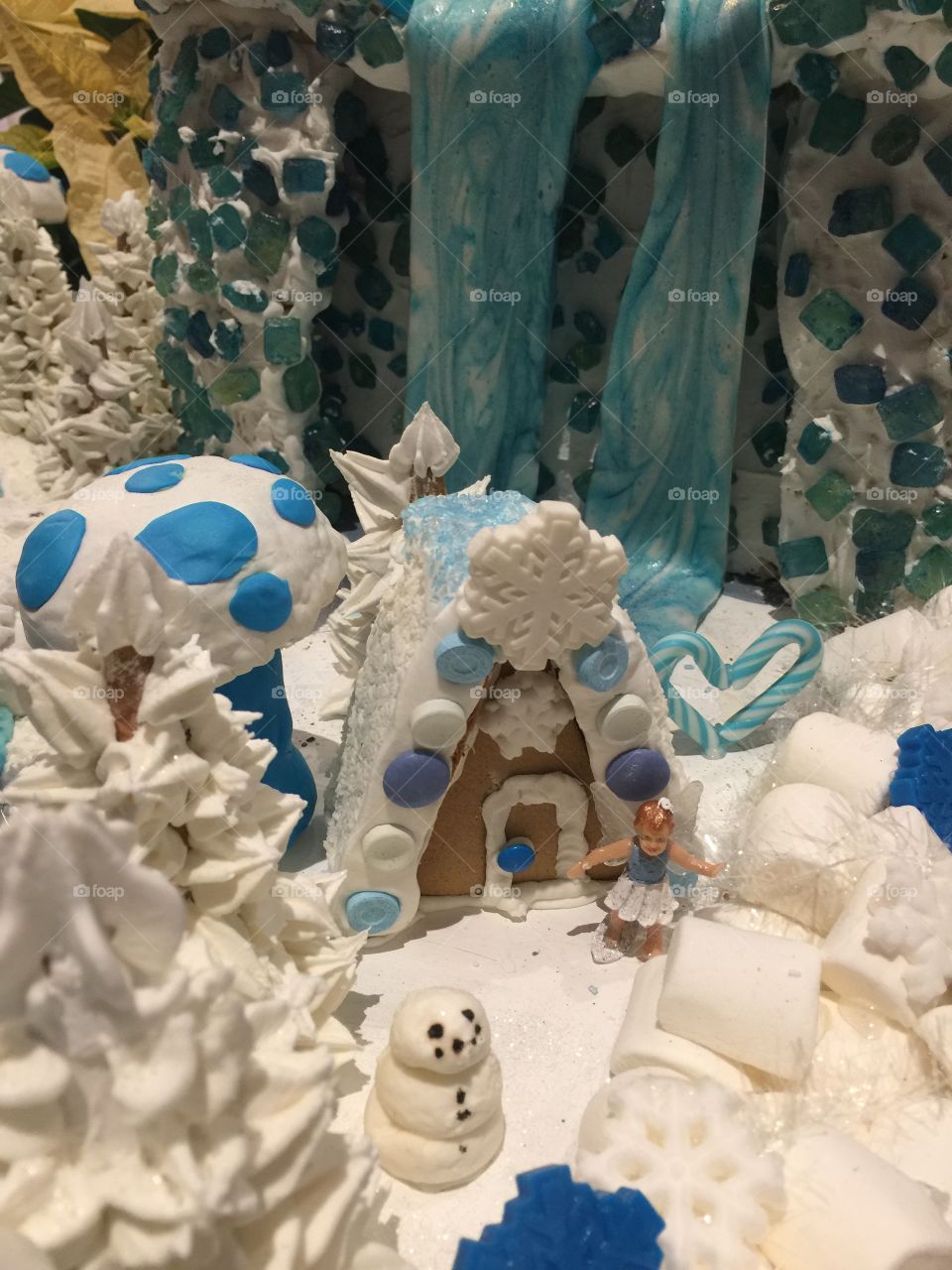 Gingerbread cabin and mushroom at Hyatt Regency Hotel