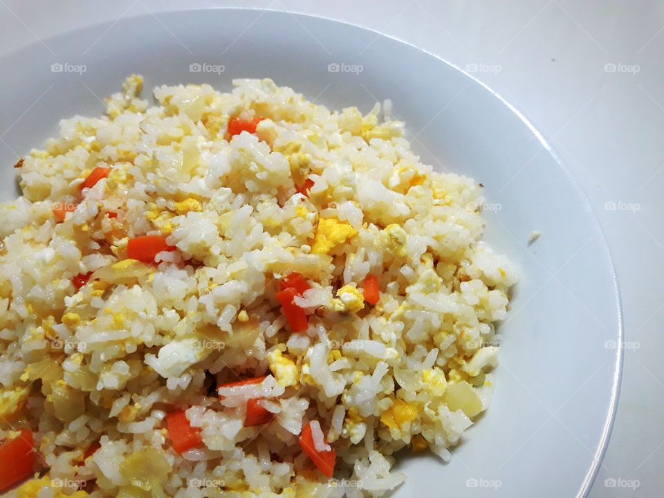 egg fried rice on white plate