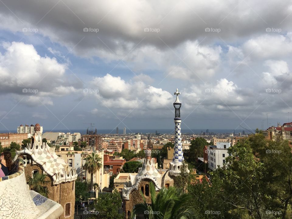 Views of Barcelona from gaudi park 
