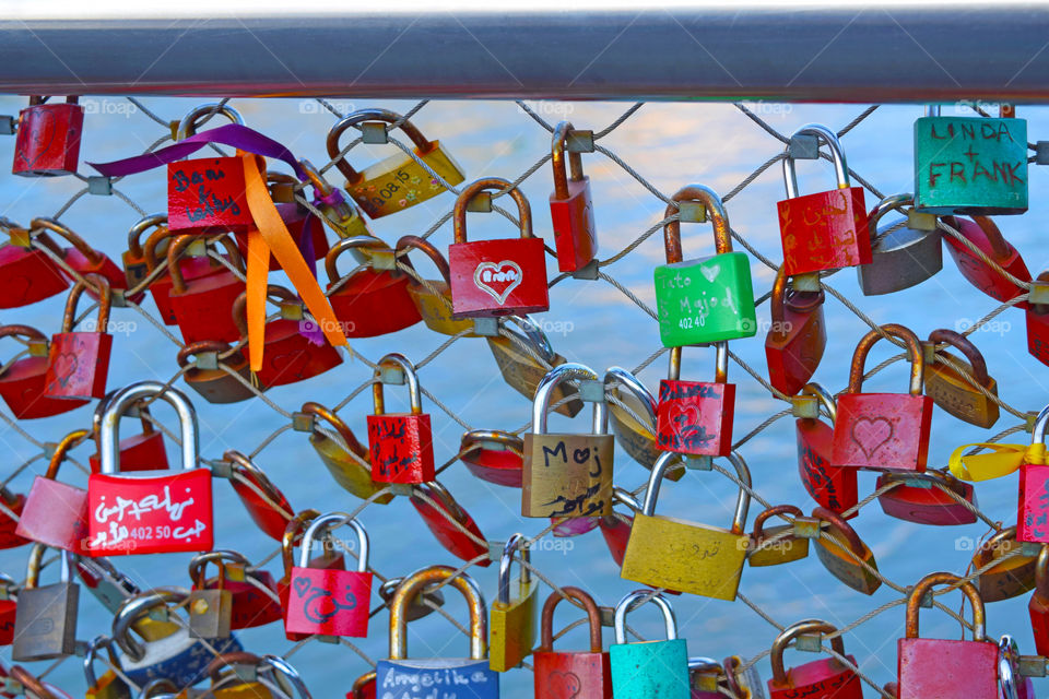 Colorful padlocks as symbols of love.