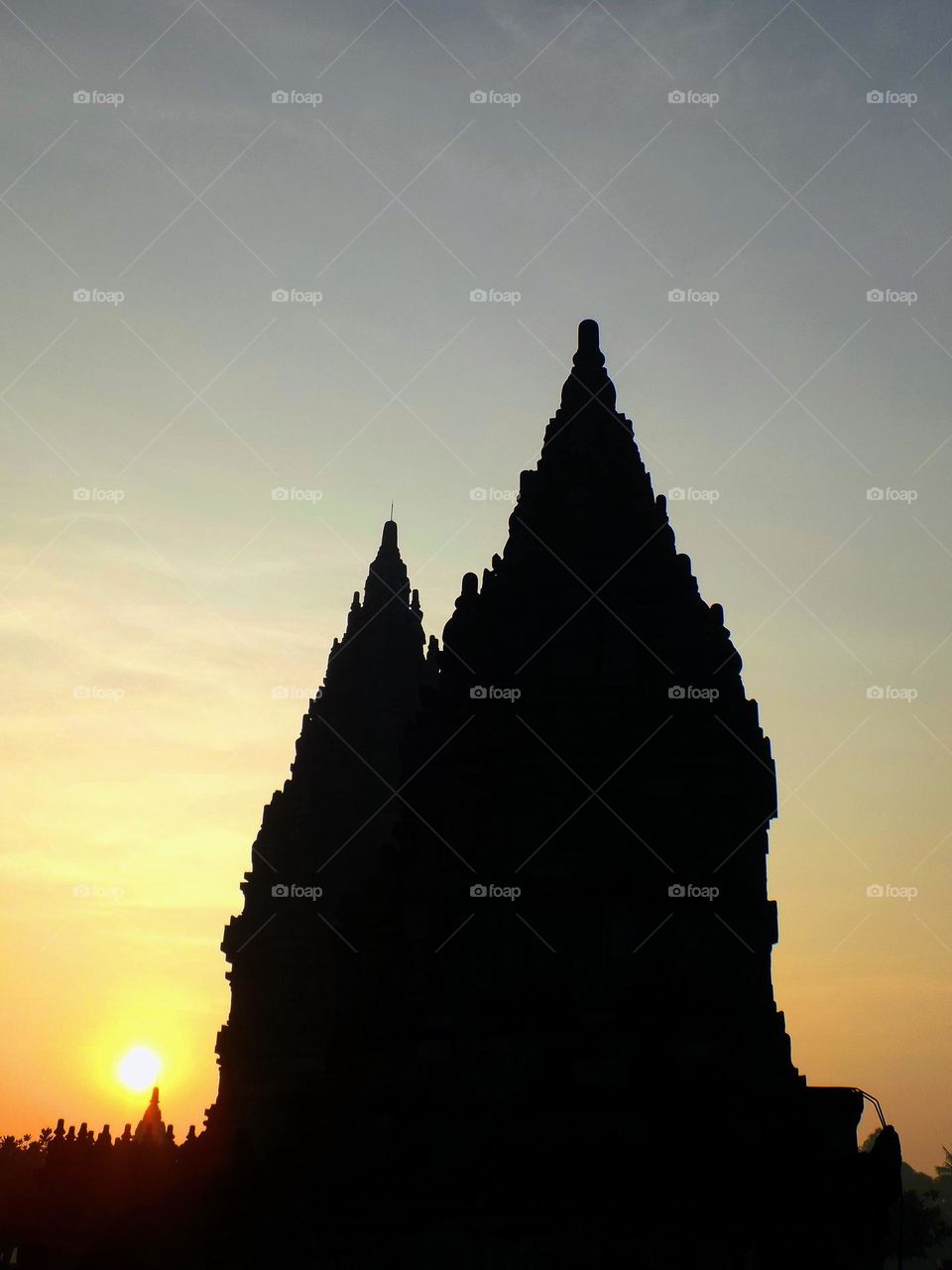 Prambanan temple at sunrise