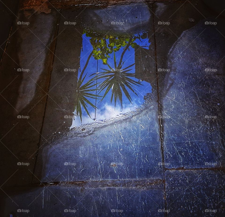 blue colour stories mirror captured in water