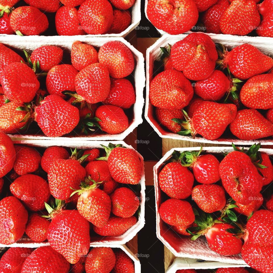 Delicious strawberries in boxes