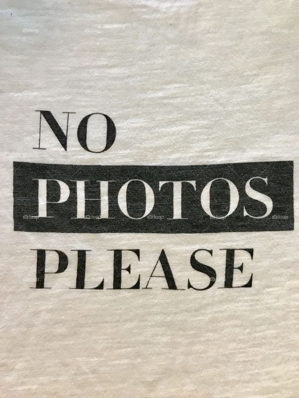 No photos please black print on a white background