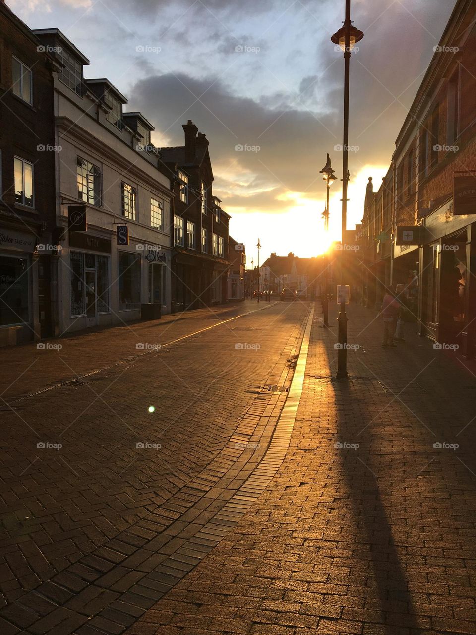 Sunset Shadow of a lamp post 