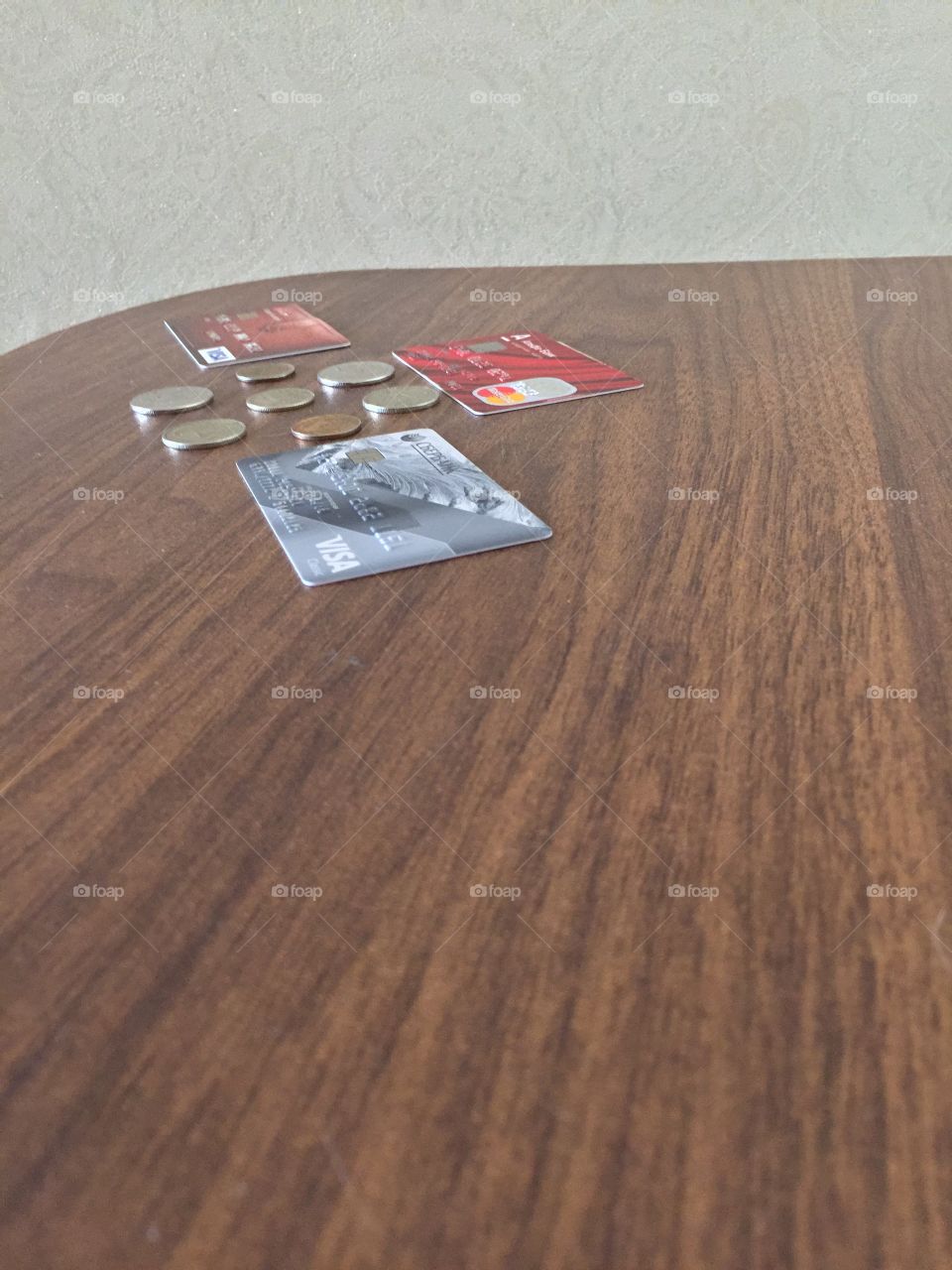 Credit card with money on table