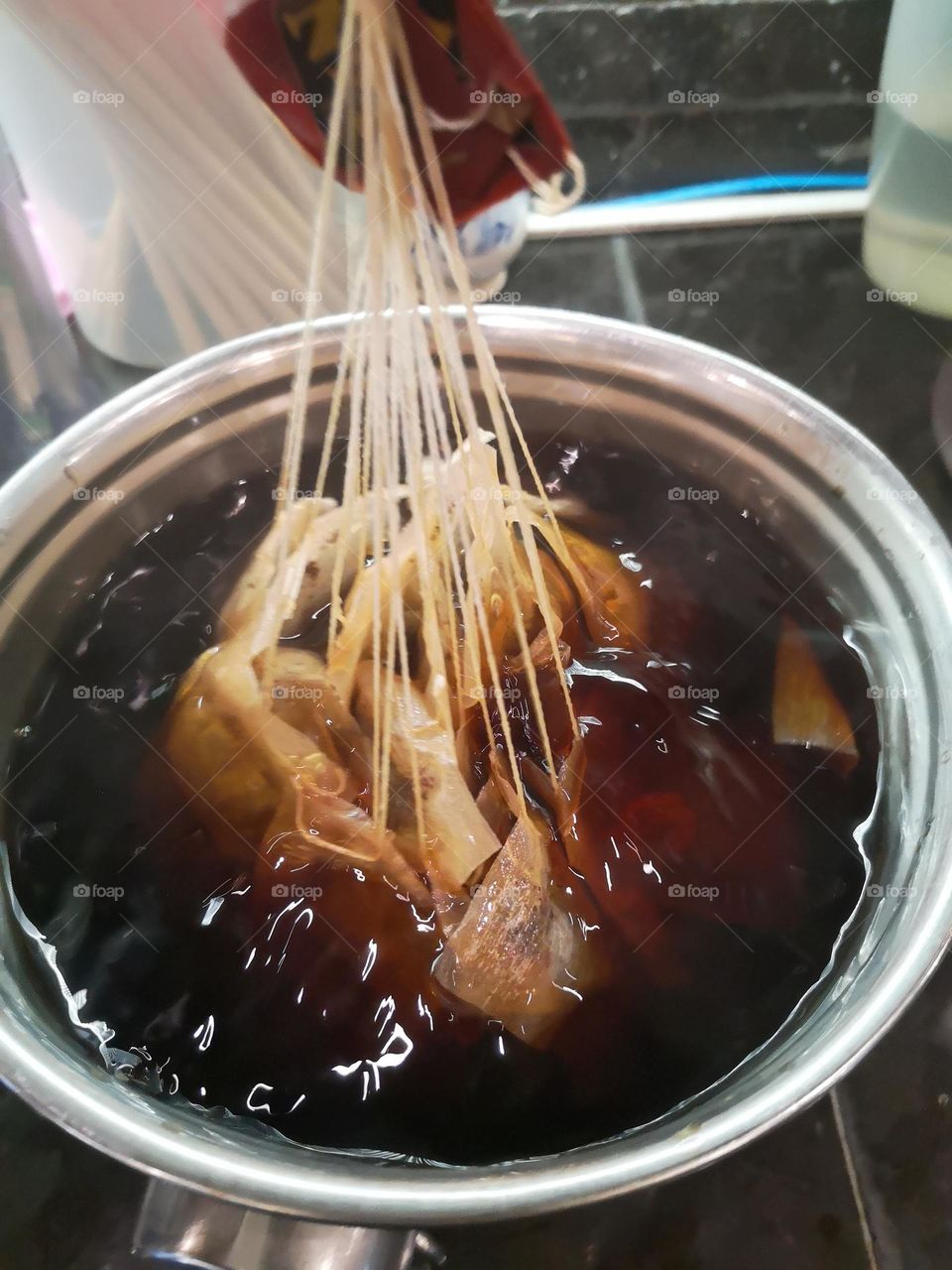 This is a milk tea making process in our village we also call it "tsai halib"