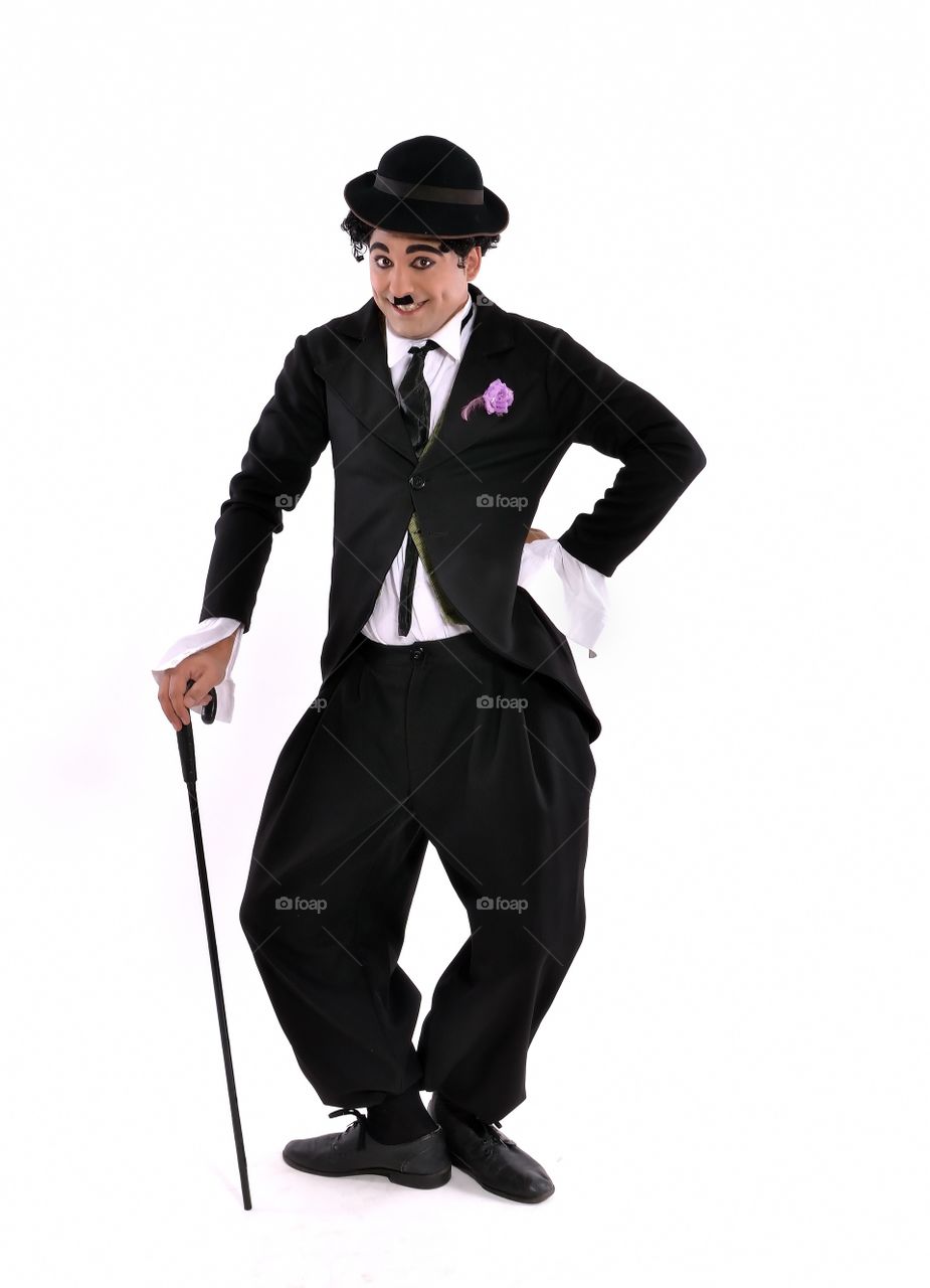 A person in charlie chaplin costume