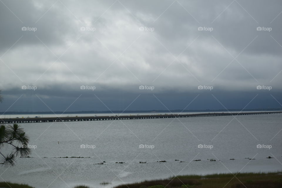 Pensacola Bridge on Rainy Morn