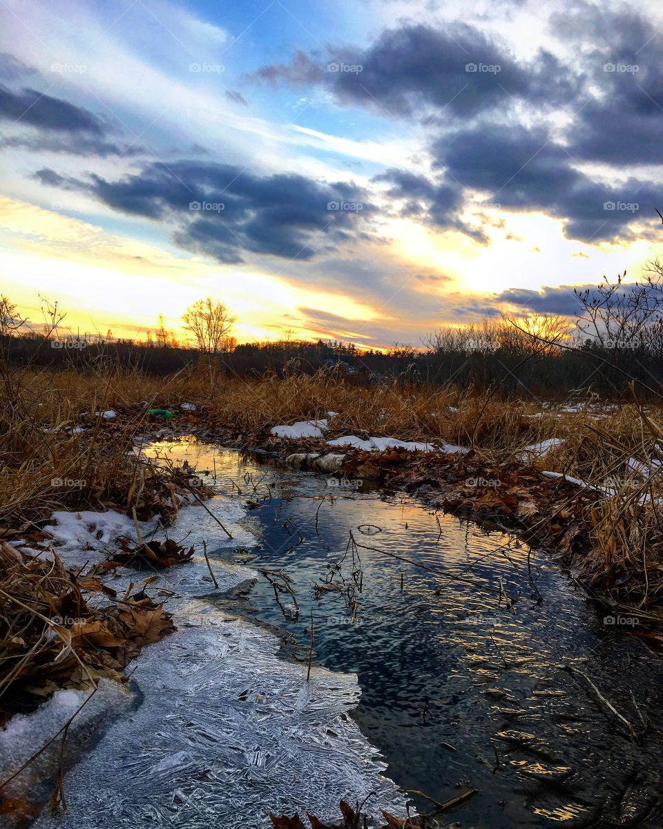 Sunset on a stream